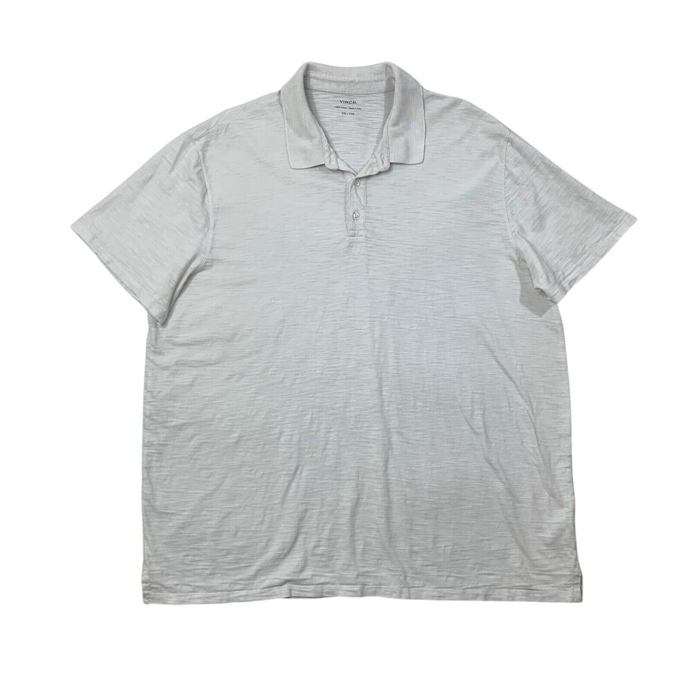 Vince Shirt Mens XXL White Lightweight Short Sleeve Classic Cotton Slub Polo